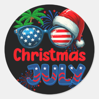 Kerstmis in juli zomer strand Hawaii Kerstman VS F Ronde Sticker