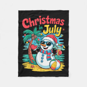 Kerstmis in juli zomer strand Kerstmis Sneeuwman P Fleece Deken