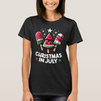Kerstmis in juli zomer watermeloen ijsboom t-shirt