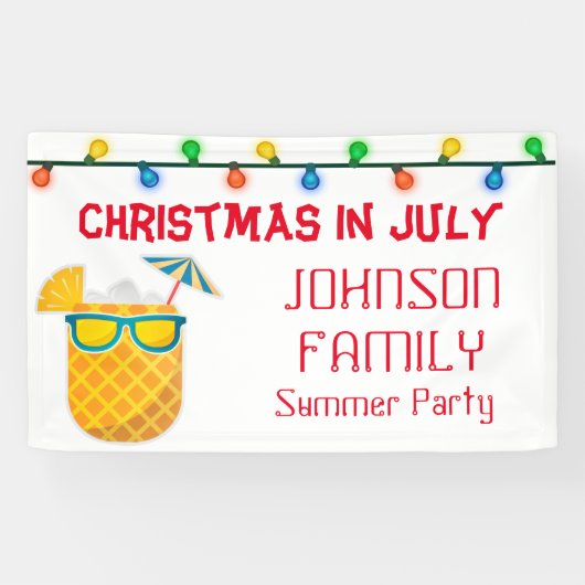 Kerstmis in juli zomerfeest spandoek (Horizontaal)