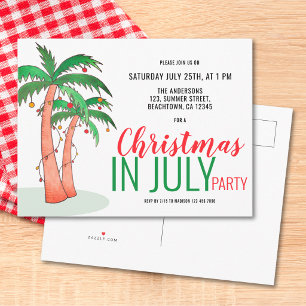 Kerstmis in juli zomerfeest uitnodiging briefkaart