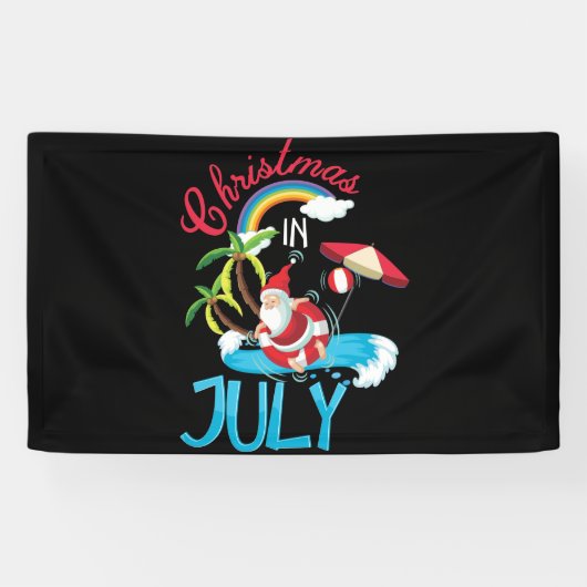 Kerstmis in juli zomervakantie spandoek (Horizontaal)