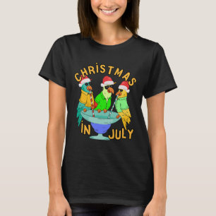 Kerstmis in juli zwembadfeest papegaai vogel grapp t-shirt