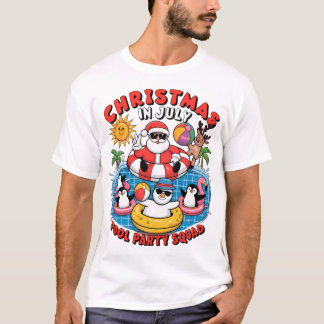 Kerstmis in juli zwembadfeest squad grappige kerst t-shirt