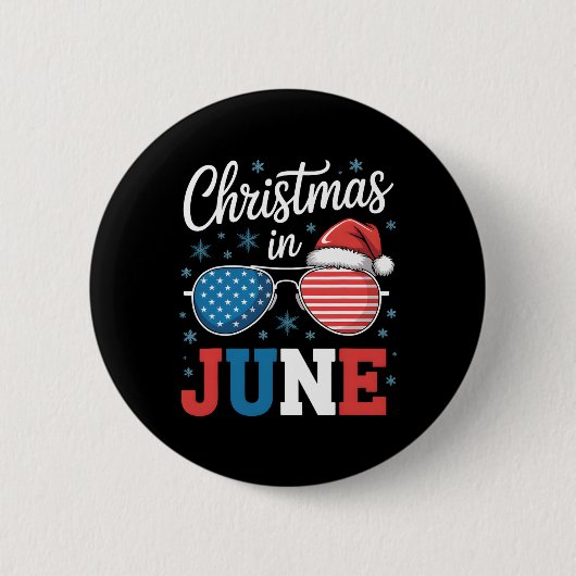 Kerstmis in juni alleenstaande kerstman hoed Ameri Ronde Button 5,7 Cm (Voorkant)