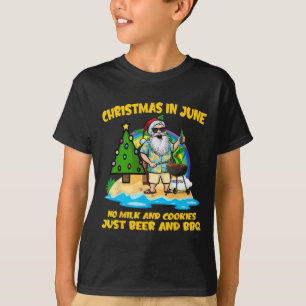 Kerstmis in juni geen melk en koekjes, gewoon bier t-shirt