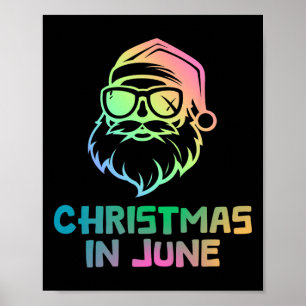 Kerstmis in juni met kerstman grappige zomervakant poster