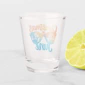 Kerstmis in juni Zonnebril Grappige Zomervakantie Shot Glas (Achterkant)