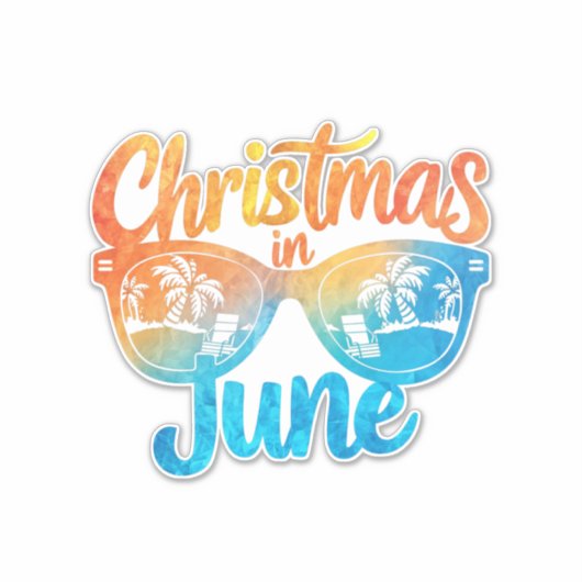 Kerstmis in juni Zonnebril Grappige Zomervakantie Sticker (Voorkant)