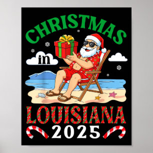 Kerstmis in Louisiana 2025 Kerstman Strand Lounge Poster