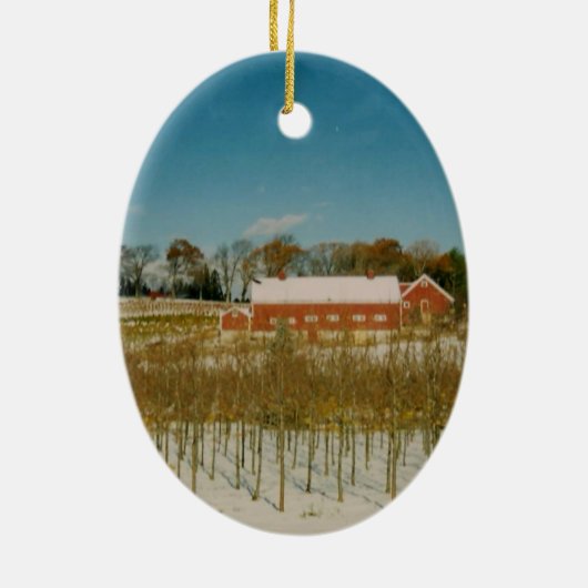 Kerstmis in New England Keramisch Ornament (Achterkant)