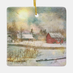 Kerstmis in New England Keramisch Ornament