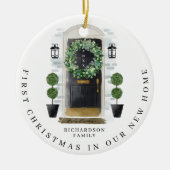 Kerstmis in New Home Waterverf Black Dadem Keramisch Ornament (Voorkant)