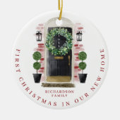 Kerstmis in New Home Waterverf Black Dadem Keramisch Ornament (Voorkant)