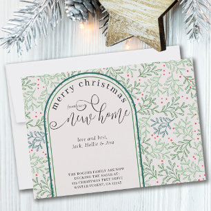 Kerstmis in New House Winter Greenery Moving Aankondiging