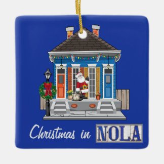 Kerstmis in New Orleans Shotgun House Keramisch Ornament