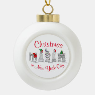 Kerstmis in New York CIty NYC Holiday Landmarks Keramische Bal Ornament