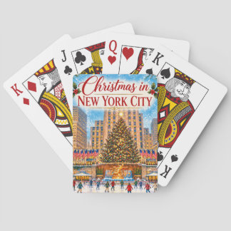 Kerstmis in New York City Vintage Vakantie Pokerkaarten