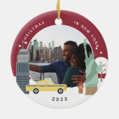 Kerstmis in New York Keepomwille Foto Keramisch Ornament (Achterkant)