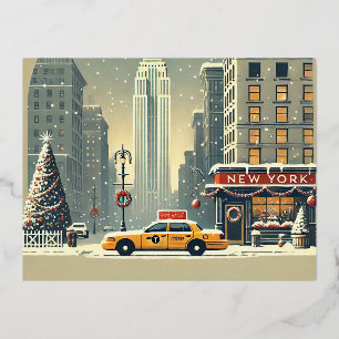 Kerstmis in New York Standbeeld van de Vrijheid Folie Feestdagen Briefkaart