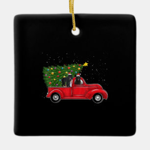 Kerstmis in Newfoundland op Red Car Truck Keramisch Ornament