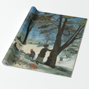 Kerstmis in oude stijl, Central Park in de winter Cadeaupapier