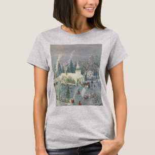 Kerstmis in oude stijl, mensen gaan naar de kerk i t-shirt