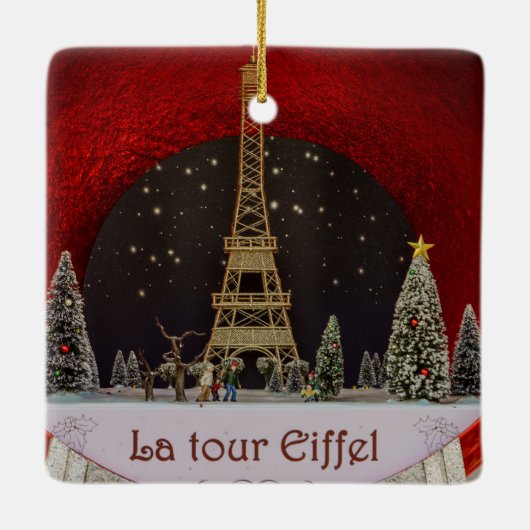 Kerstmis in Parijs, Eiffeltoren Keramisch Ornament (Achterkant)