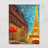 Kerstmis in Parijs, elfle toren Briefkaart (Voorkant)