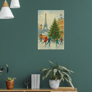Kerstmis in Parijs Kunstprint – Eiffeltoren Winter Poster