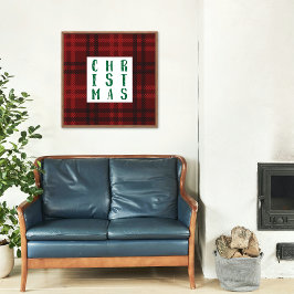 Kerstmis in Plaid Holiday Wall Art Square Poster