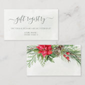 Kerstmis in Poinsettia Winter Greenery Wedding Informatiekaartje (Voorkant / Achterkant)