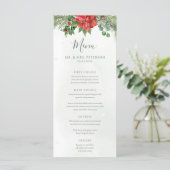 Kerstmis in Poinsettia Winter Greenery Wedding Menu (Staand voorkant)