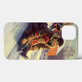 Kerstmis in retro-stijl, vader en dochter sleeën Case-Mate iPhone case (Achterkant (horizontaal))