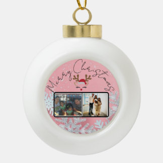 Kerstmis in roze keramische bal ornament