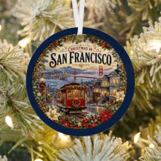 Kerstmis in San Francisco Vintage Reis Souvenir Metalen Ornament