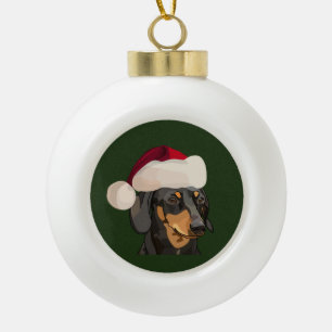 Kerstmis in Santa Dachshund Keramische Bal Ornament