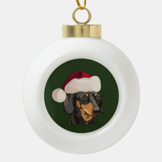 Kerstmis in Santa Dachshund Keramische Bal Ornament