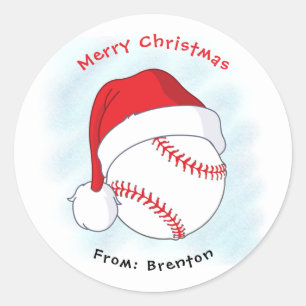 Kerstmis in Santa Hat Baseball Ronde Sticker
