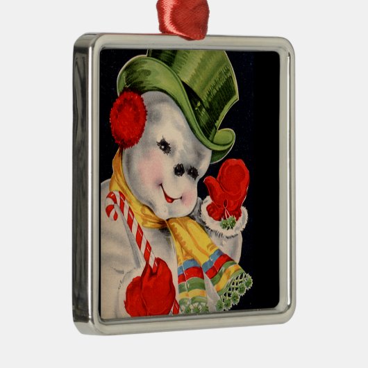 Kerstmis in Santa Snowman Metalen Ornament (Rechts)