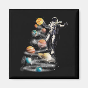 Kerstmis in Space Solar System Astronaut Invitati Magneet
