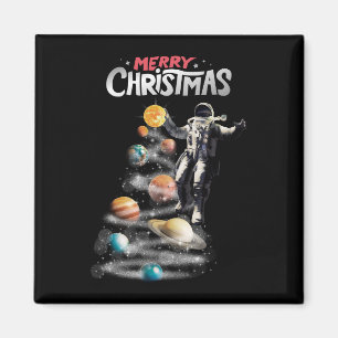 Kerstmis in Space Solar System Astronaut Invitati Magneet