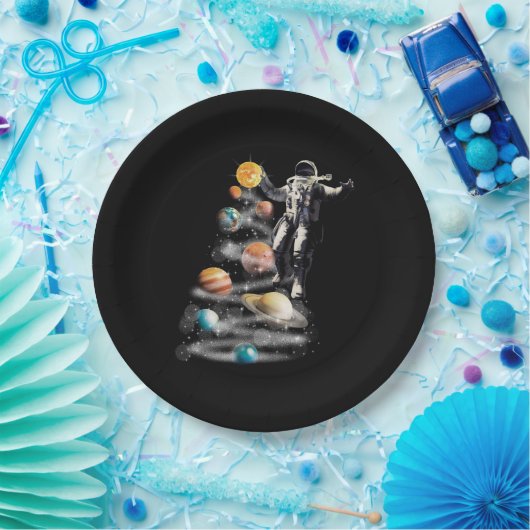 Kerstmis in Space Solar System Astronaut Invitati Papieren Bordje (Feest)