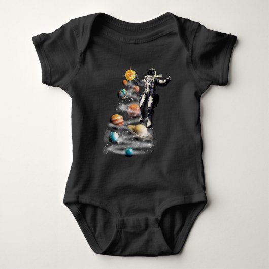 Kerstmis in Space Solar System Astronaut Invitati Romper (Voorkant)