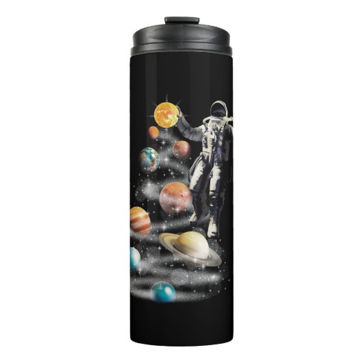Kerstmis in Space Solar System Astronaut Invitati Thermosbeker (Voorkant)