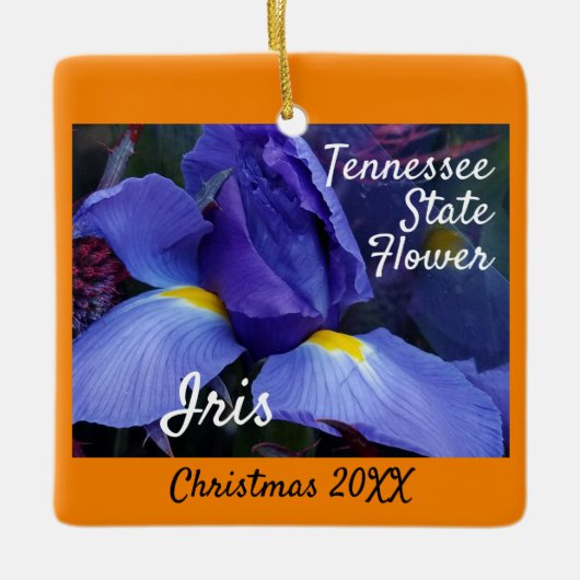 Kerstmis in Tennessee State Flower Iris Keramisch Ornament (Voorkant)