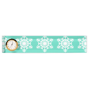 Kerstmis in Tiffanys Aqua Blue Snowflakes Naambordje