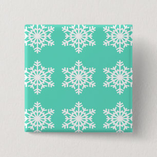 Kerstmis in Tiffanys Aqua Blue Snowflakes Vierkante Button 5,1 Cm