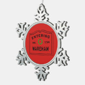 Kerstmis in Town Wareham Tin Sneeuwvlok Ornament (Rechts)