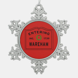 Kerstmis in Town Wareham Tin Sneeuwvlok Ornament